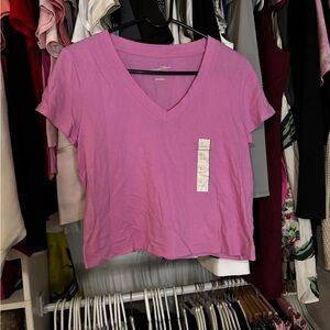 Pink V-Neck Women's Top